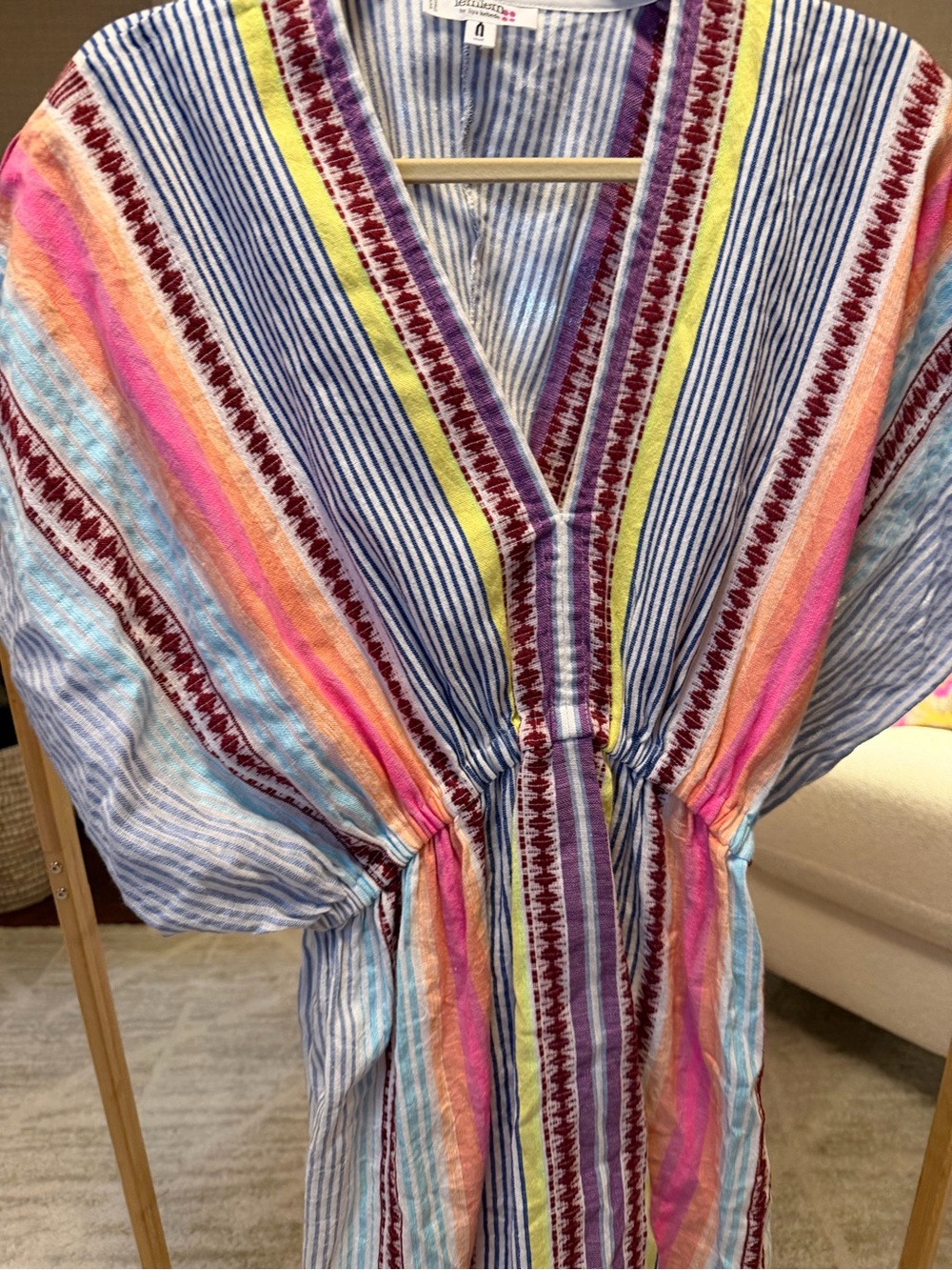 Lemlem Multicolor Striped V-Neck Short Dress - Picture 2 of 3
